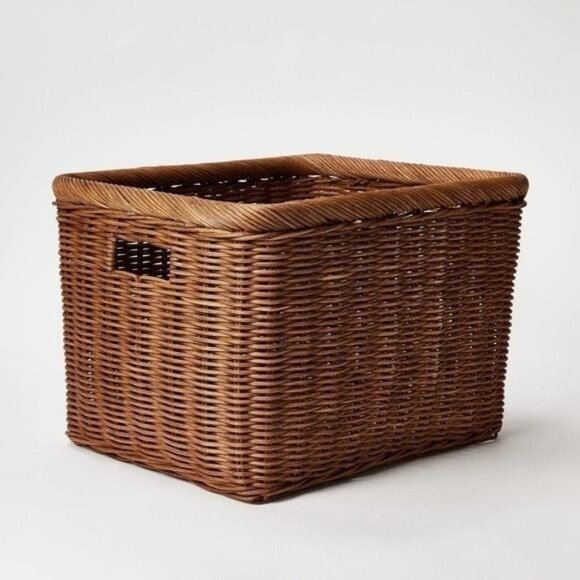 Studio McGee Other - Cube Vintage French Basket - Threshold Studio McGee Handwoven Rattan Storage Bin